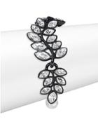 Kenneth Jay Lane Crystal Leaf Cluster And Faux Pearl Bracelet