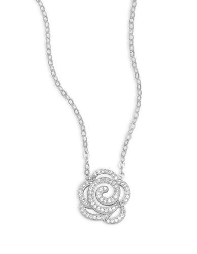 Nadri Cubic Zirconia And Sterling Silver Rose Pendant Necklace
