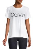 Calvin Klein Performance Logo Heathered Cotton Blend Tee