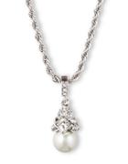 Givenchy Braided Silvertone And Crystallized Pearl Pendant Necklace