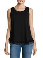 Lord & Taylor Plus Tulle-trim Cotton Tank