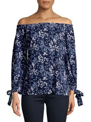Michael Michael Kors Floral-print Off-the-shoulder Top