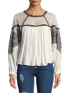 Free People Embroidered Boho Top