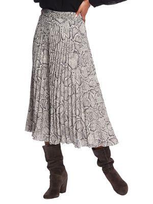 1.state Snakeskin-print Pleated Skirt