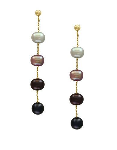 Effy 5.5mm-6mm Multi-hued Freshwater Pearls And 14k Yellow Gold Linear Drop Earrings