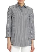 Lafayette 148 New York Claude Striped Button-front Shirt