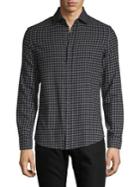 Black Brown Classic-fit Checkered Long-sleeve Shirt