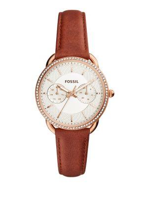 Fossil Tailor Multifunction Terracotta Leather Watch