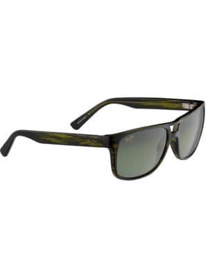 Maui Jim Waterways Marbled Polarized Rectangular Sunglasses