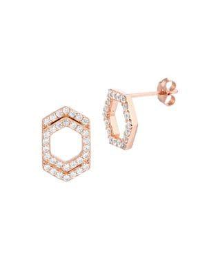 Lord & Taylor Crystal Hexagon Geo Shaped Stud Earrings