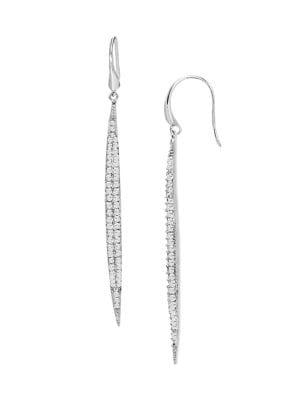Lord & Taylor Sterling Silver & Crystal Dangling Spike Earrings