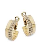 Design Lab Goldtone And Glass Stone Pave Split Huggie Earrings