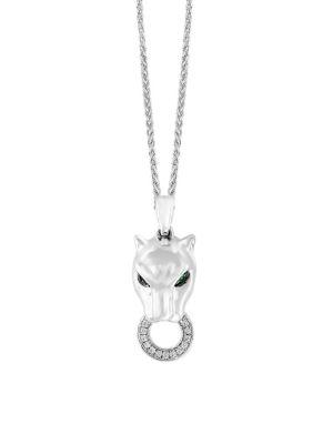 Effy Diamond, Tsavorite And Sterling Silver Pendant Necklace