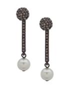 Givenchy Hematite And Faux Pearl Pave Linear Drop Earrings
