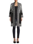 Context Printed Open-front Cardigan