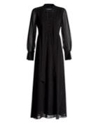 Ellen Tracy X Irina Buttoned Tie-neck Maxi Dress