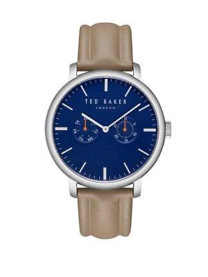Ted Baker London Trent Stainless Steel And Leather-strap Multifunction Watch