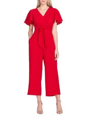 Tahari Arthur S. Levine Flutter-sleeve Tie-front Jumpsuit