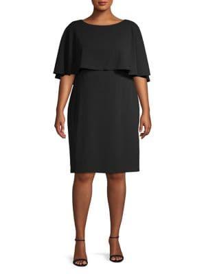 Calvin Klein Plus Short Sleeve Overlay Shift Dress