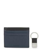 Calvin Klein Leather Credit Card Wallet And Key Fob Set