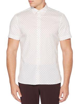 Perry Ellis Short-sleeve Mini Print Button-down Shirt