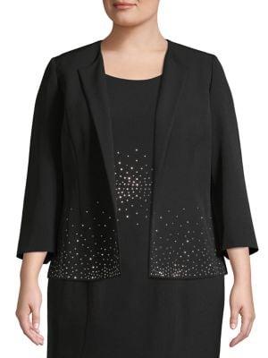 Kasper Plus Embellished Flyaway Jacket