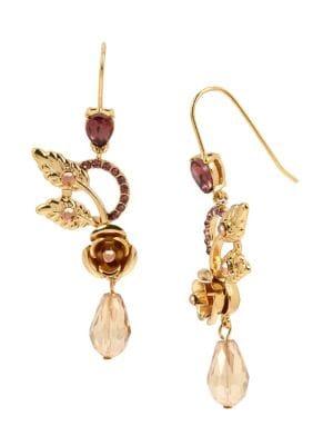 Miriam Haskell Mixed Flower & Stone Drop Earrings