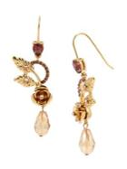 Miriam Haskell Mixed Flower & Stone Drop Earrings