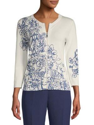 Context Floral-print Ribbed Cardigan