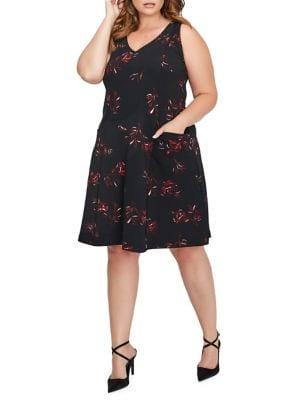 Addition Elle Michel Studio Plus Printed Fit-&-flare Dress