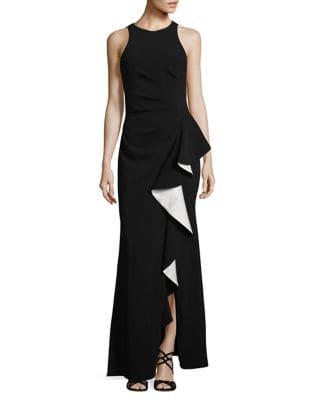 Carmen Marc Valvo Infusion Sleeveless Ruffled Gown