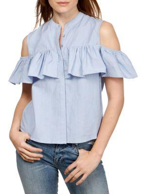 Lucky Brand Ruffle Cold-shoulder Cotton Top