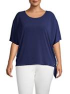 Rafaella Plus Drop-shoulder Grommet-hem Top