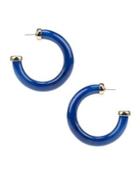 Kenneth Jay Lane Lapis Lazuli Tube Semi Hoop Earrings