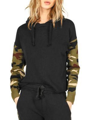 Vintage Havana Camouflage-sleeve Cotton-blend Hoodie