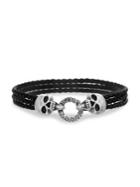 Lord & Taylor Skull Stainless Steel & Leather Bracelet