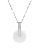 Lord & Taylor 12-12.5 Mm Freshwater White Button Pearl And Sterling Silver Pendant Necklace