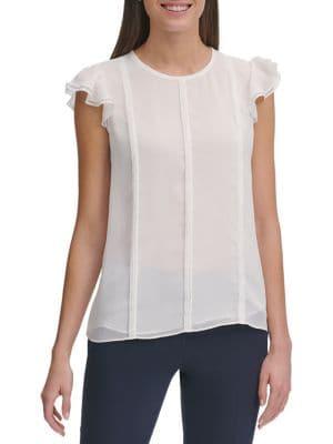 Tommy Hilfiger Ruffled Cap Sleeve Blouse