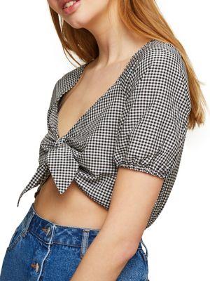 Miss Selfridge Cropped Tie Front Top