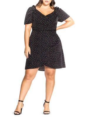 City Chic Plus Confetti Spot Fit-&-flare Dress