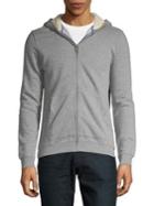 Black Brown Zip-up Sherpa Lined Hoodie