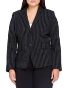 Tahari Arthur S. Levine Plus Pinstripe Buttoned Blazer
