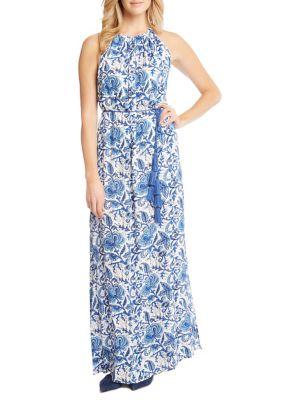 Karen Kane Printed Halter Maxi Dress