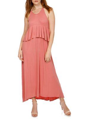 Lucky Brand Halterneck Ruffle Maxi Dress