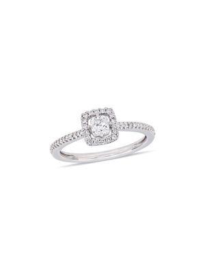 Sonatina Diamond Bridal 14k White Gold And Cushion-cut Diamond Floating Halo Engagement Ring