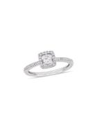 Sonatina Diamond Bridal 14k White Gold And Cushion-cut Diamond Floating Halo Engagement Ring