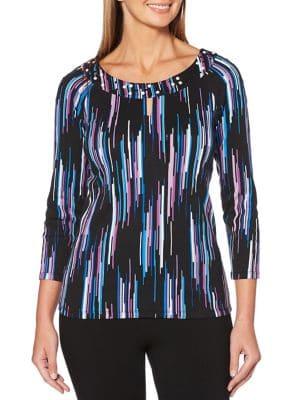 Rafaella Petites Linear Dash Printed Top