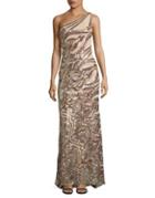 Vince Camuto Sequin Lace One Shoulder Gown
