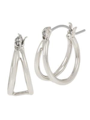 Bcbgeneration Silvertone Small Double-row Hoop Earrings