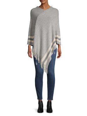 Cejon Striped Fringe-trimmed Poncho
